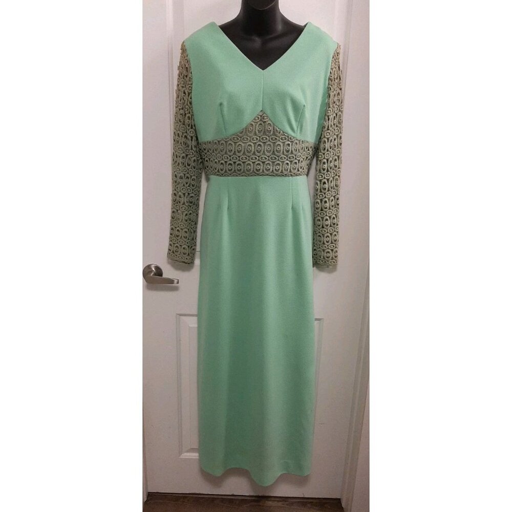 Vintage Lady Colony By Parkway Dress Co Long Green Dress See Measurements